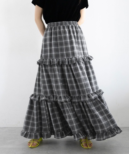 RAGEBLUE（レイジブルー）の「チェックフリルティアードスカート（スカート・レディース・ネイビー/ブラック・FREE）」の18枚目の写真