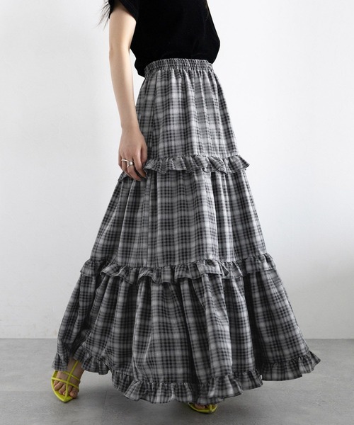 RAGEBLUE（レイジブルー）の「チェックフリルティアードスカート（スカート・レディース・ネイビー/ブラック・FREE）」の19枚目の写真