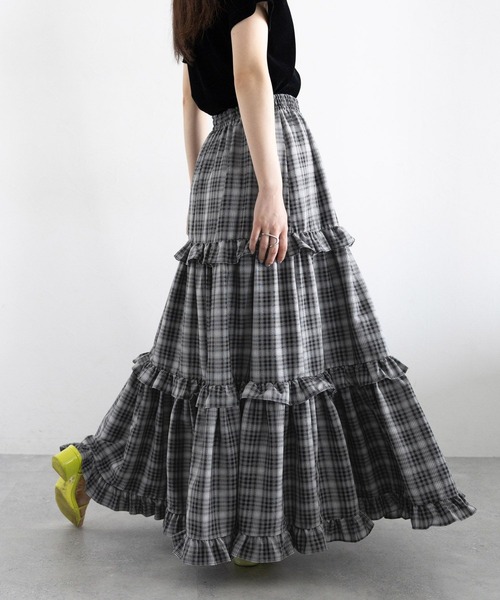 RAGEBLUE（レイジブルー）の「チェックフリルティアードスカート（スカート・レディース・ネイビー/ブラック・FREE）」の20枚目の写真