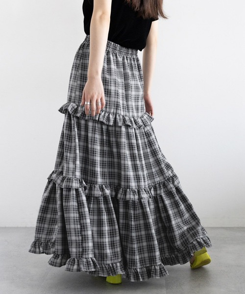 RAGEBLUE（レイジブルー）の「チェックフリルティアードスカート（スカート・レディース・ネイビー/ブラック・FREE）」の21枚目の写真