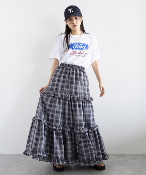 RAGEBLUE（レイジブルー）の「チェックフリルティアードスカート（スカート・レディース・ネイビー/ブラック・FREE）」の22枚目の写真