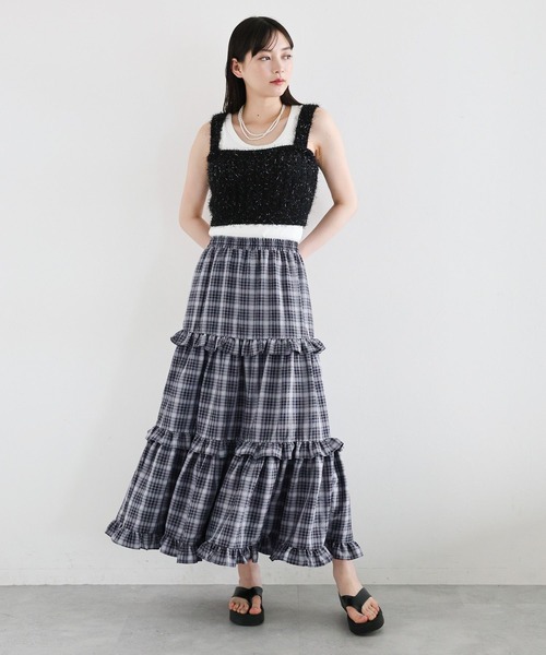 RAGEBLUE（レイジブルー）の「チェックフリルティアードスカート（スカート・レディース・ネイビー/ブラック・FREE）」の7枚目の写真