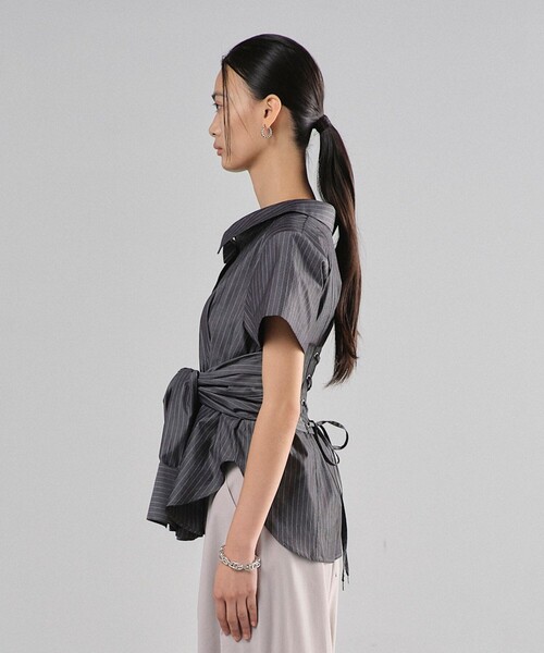 UNITED TOKYO ウエストタイシャツ　ストライプ柄半袖シャツ セール】ウエストタイシャツ｜ウォッシャブル/半袖/秋服（シャツ