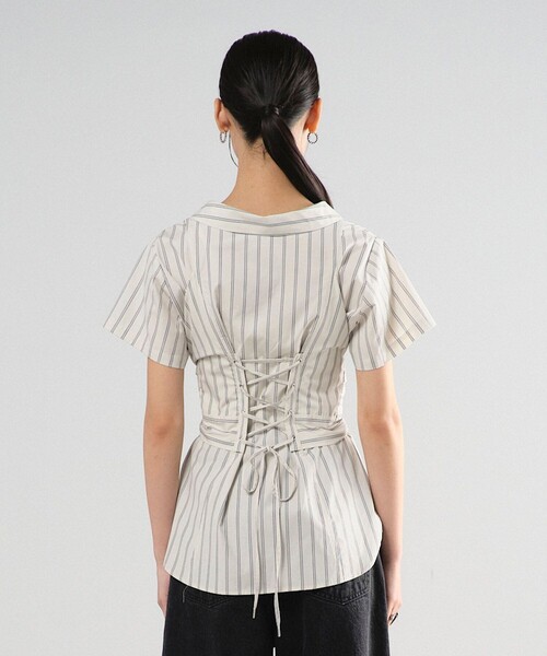 UNITED TOKYO ウエストタイシャツ　ストライプ柄半袖シャツ UNITED TOKYO ウエストタイシャツ ストライプ柄半袖シャツ