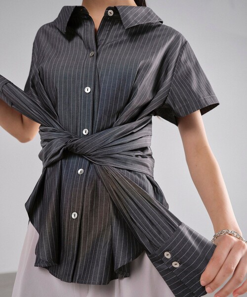 UNITED TOKYO ウエストタイシャツ　ストライプ柄半袖シャツ セール】ウエストタイシャツ｜ウォッシャブル/半袖/秋服（シャツ