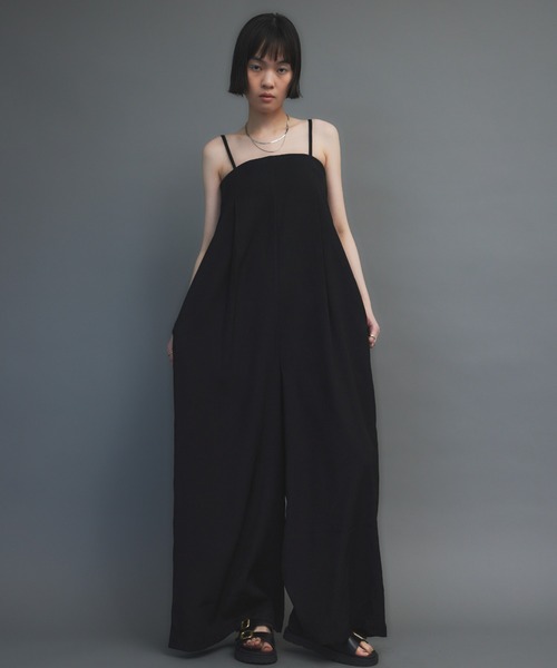 HANNE キャミワイドオールインワン　ブラック　s キャミワイドオールインワン（つなぎ/オールインワン）｜HANNE
