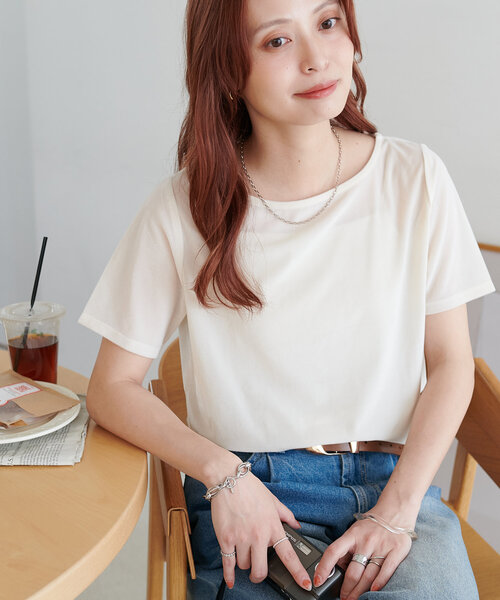 DISCOAT（ディスコート）の「ベロア5分袖Tシャツ（Tシャツ/カットソー