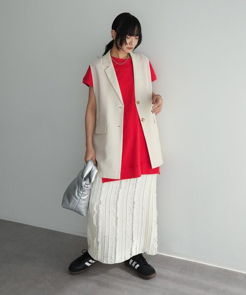 Green　Parks（グリーンパークス）の「今年っぽフレンチスリーブカットチュニック（チュニック・レディース・ブラック/オフホワイト/グリーン/レッド/ネイビー・FREE）」の18枚目の写真