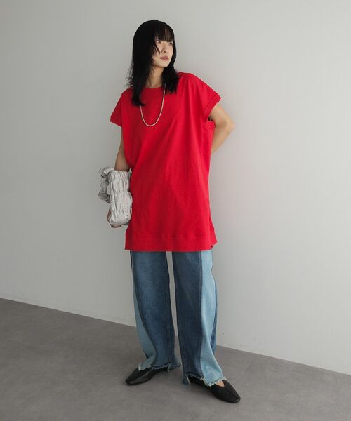 Green　Parks（グリーンパークス）の「今年っぽフレンチスリーブカットチュニック（チュニック・レディース・ブラック/オフホワイト/グリーン/レッド/ネイビー・FREE）」の20枚目の写真