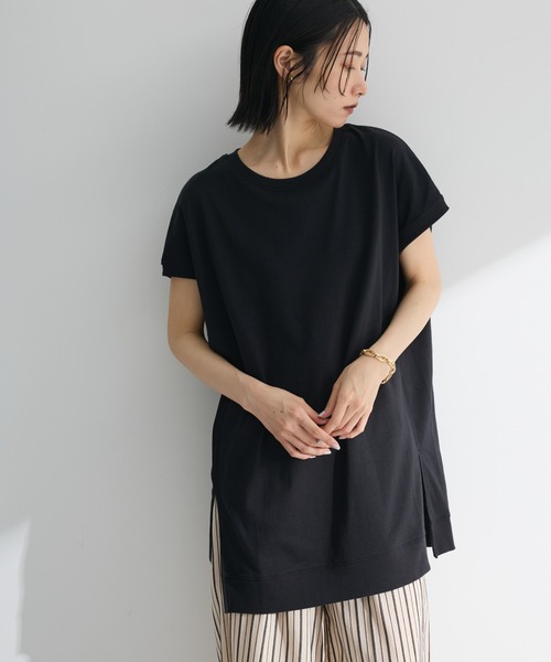 Green　Parks（グリーンパークス）の「今年っぽフレンチスリーブカットチュニック（チュニック・レディース・ブラック/オフホワイト/グリーン/レッド/ネイビー・FREE）」の3枚目の写真