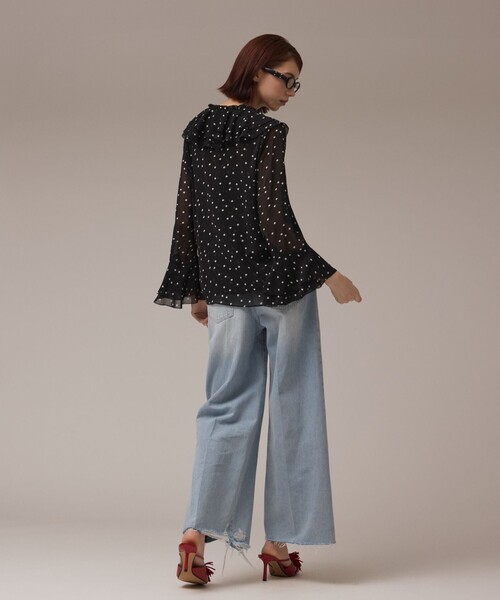 Diagram(ダイアグラム)の「ラッフルドットトップ(シャツ/ブラウス・レディース・ホワイト/ブラック・36/38)」の6枚目の写真