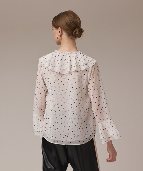 Diagram(ダイアグラム)の「ラッフルドットトップ(シャツ/ブラウス・レディース・ホワイト/ブラック・36/38)」の13枚目の写真