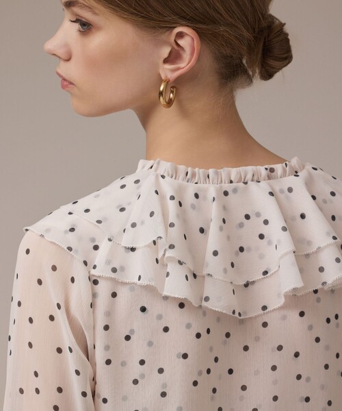 Diagram(ダイアグラム)の「ラッフルドットトップ(シャツ/ブラウス・レディース・ホワイト/ブラック・36/38)」の17枚目の写真