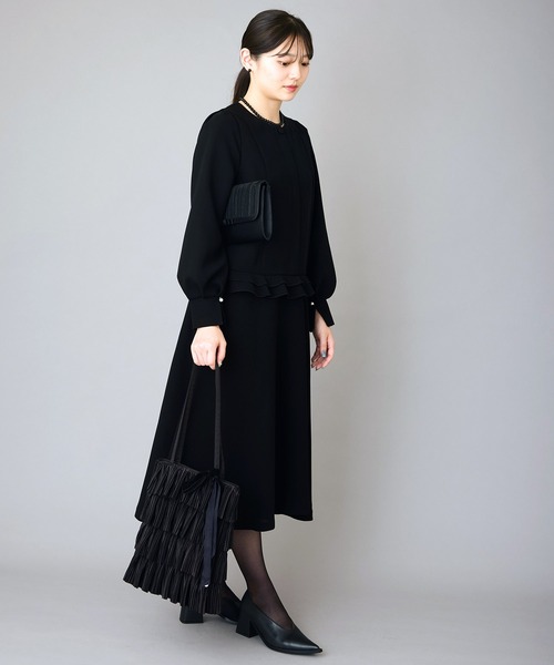 AVIE（アビィ）の「ベルベットリボンデザインフリンジバッグ【喪服・礼服】【結婚式・入卒式】【セレモニー】【デイリー/サブバッグにも】【オリジナルパール付】（トートバッグ・レディース・ブラック・FREE）」の10枚目の写真