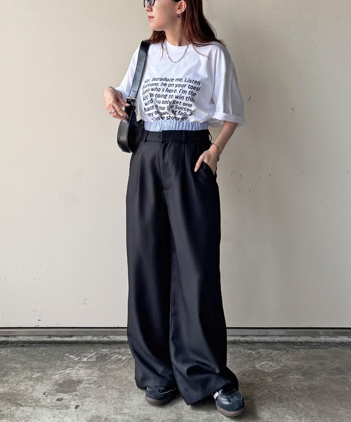 ISOOK（アイスー）の「【ISOOK / アイスー】ダブルウエストワイドスラックス / ダブルウエスト レイヤードパンツ スラックス フルレングス ハイウエスト トラウザー ルーズ ワイド 無地 アイボリー ブラック 白 黒 ZOZOTOWN限定（スラックス・レディース・ブラック/アイボリー・FREE）」の8枚目の写真