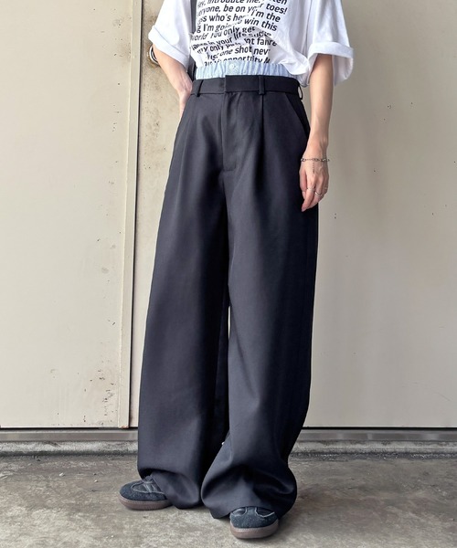 ISOOK（アイスー）の「【ISOOK / アイスー】ダブルウエストワイドスラックス / ダブルウエスト レイヤードパンツ スラックス フルレングス ハイウエスト トラウザー ルーズ ワイド 無地 アイボリー ブラック 白 黒 ZOZOTOWN限定（スラックス・レディース・ブラック/アイボリー・FREE）」の19枚目の写真