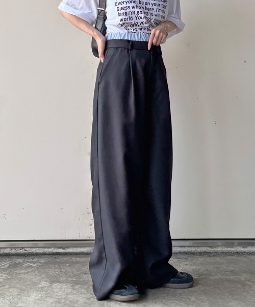 ISOOK（アイスー）の「【ISOOK / アイスー】ダブルウエストワイドスラックス / ダブルウエスト レイヤードパンツ スラックス フルレングス ハイウエスト トラウザー ルーズ ワイド 無地 アイボリー ブラック 白 黒 ZOZOTOWN限定（スラックス・レディース・ブラック/アイボリー・FREE）」の18枚目の写真