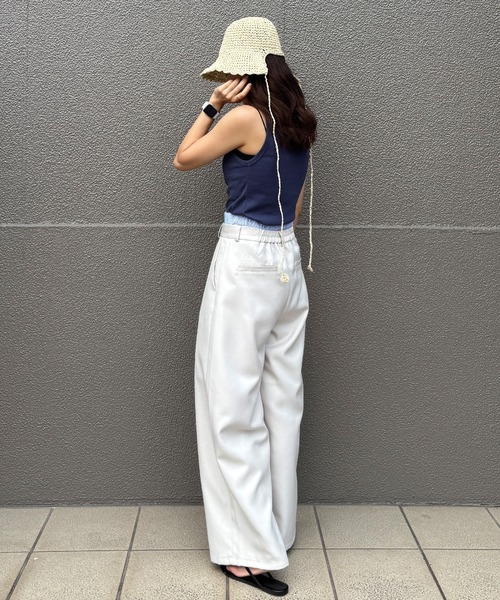 ISOOK（アイスー）の「【ISOOK / アイスー】ダブルウエストワイドスラックス / ダブルウエスト レイヤードパンツ スラックス フルレングス ハイウエスト トラウザー ルーズ ワイド 無地 アイボリー ブラック 白 黒 ZOZOTOWN限定（スラックス・レディース・ブラック/アイボリー・FREE）」の21枚目の写真