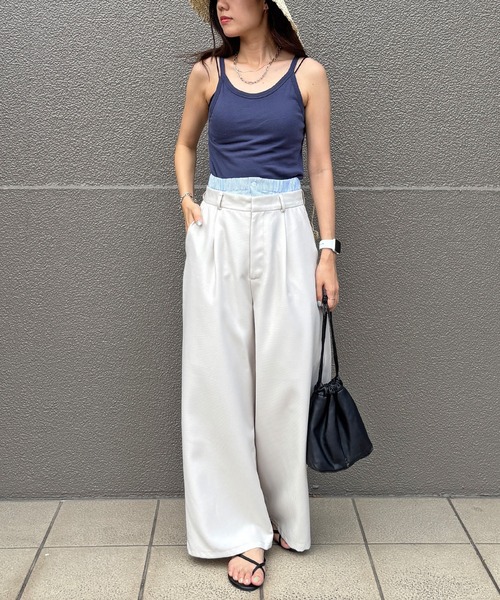 ISOOK（アイスー）の「【ISOOK / アイスー】ダブルウエストワイドスラックス / ダブルウエスト レイヤードパンツ スラックス フルレングス ハイウエスト トラウザー ルーズ ワイド 無地 アイボリー ブラック 白 黒 ZOZOTOWN限定（スラックス・レディース・ブラック/アイボリー・FREE）」の12枚目の写真