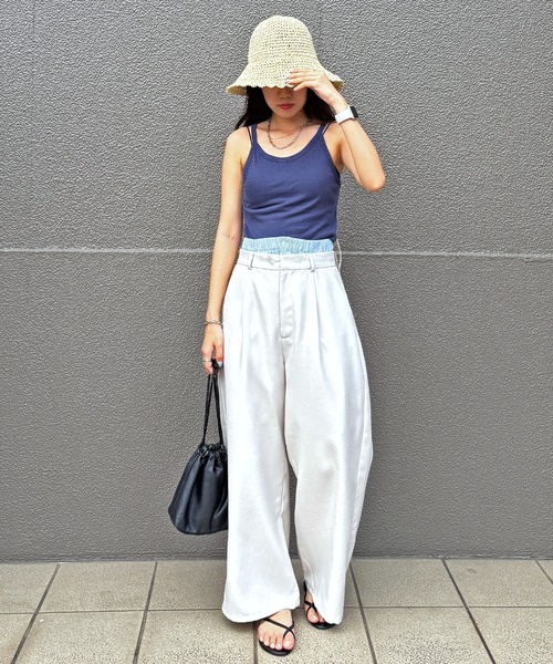 ISOOK（アイスー）の「【ISOOK / アイスー】ダブルウエストワイドスラックス / ダブルウエスト レイヤードパンツ スラックス フルレングス ハイウエスト トラウザー ルーズ ワイド 無地 アイボリー ブラック 白 黒 ZOZOTOWN限定（スラックス・レディース・ブラック/アイボリー・FREE）」の13枚目の写真