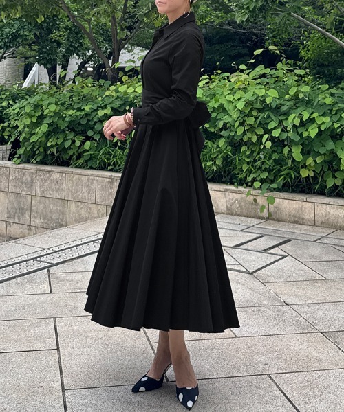 JENNE（ジェンヌ）の「オードリールックエアリーワンピース・長袖（ワンピース・レディース・グリーン/ネイビー/ブラック/スモークピンク/ブルー・SMALL/MEDIUM/LARGE/X-LARGE）」の10枚目の写真