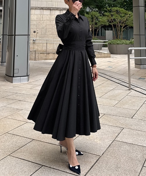 JENNE（ジェンヌ）の「オードリールックエアリーワンピース・長袖（ワンピース・レディース・グリーン/ネイビー/ブラック/スモークピンク/ブルー・SMALL/MEDIUM/LARGE/X-LARGE）」の13枚目の写真