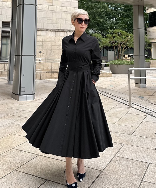 JENNE（ジェンヌ）の「オードリールックエアリーワンピース・長袖（ワンピース・レディース・グリーン/ネイビー/ブラック/スモークピンク/ブルー・SMALL/MEDIUM/LARGE/X-LARGE）」の14枚目の写真