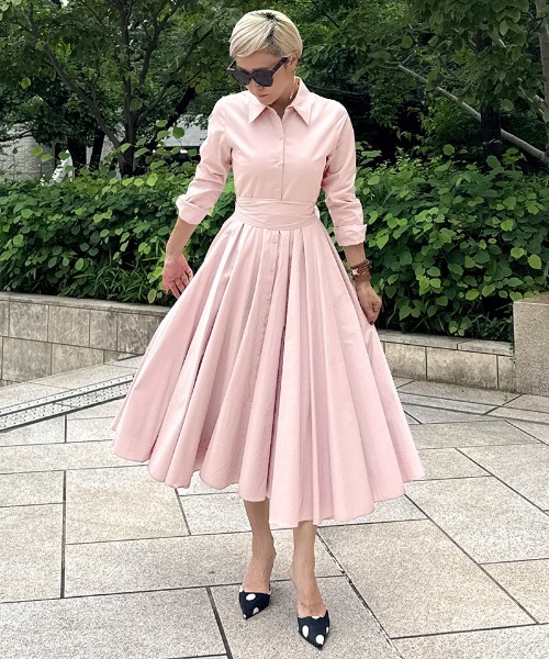 オードリールックエアリーワンピース・長袖（ワンピース）｜JENNE