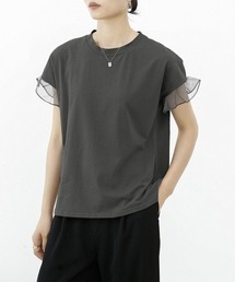 着回し力抜群なチュールフリル袖Tシャツ