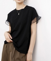 着回し力抜群なチュールフリル袖Tシャツ