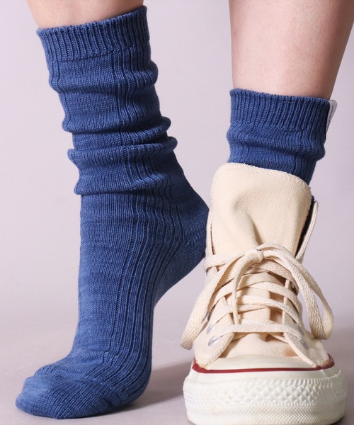 MILLER（ミラー）の「(LF)【Miller】ピスネーム付き パネルリブ クルーソックス（ソックス/靴下・レディース・オレンジ/ダークブルー/ライトイエロー/オフホワイト/ライム/チェリーピンク/エメラルドブルー・23-25cm）」の4枚目の写真