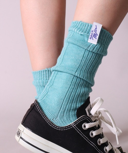 MILLER（ミラー）の「(LF)【Miller】ピスネーム付き パネルリブ クルーソックス（ソックス/靴下・レディース・オレンジ/ダークブルー/ライトイエロー/オフホワイト/ライム/チェリーピンク/エメラルドブルー・23-25cm）」の3枚目の写真