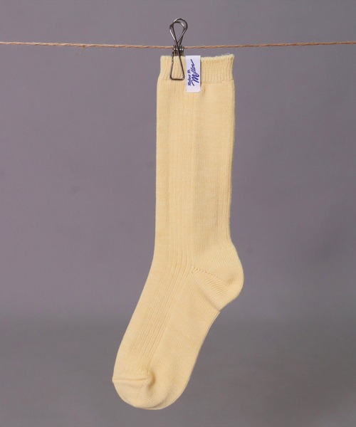 MILLER（ミラー）の「(LF)【Miller】ピスネーム付き パネルリブ クルーソックス（ソックス/靴下・レディース・オレンジ/ダークブルー/ライトイエロー/オフホワイト/ライム/チェリーピンク/エメラルドブルー・23-25cm）」の11枚目の写真