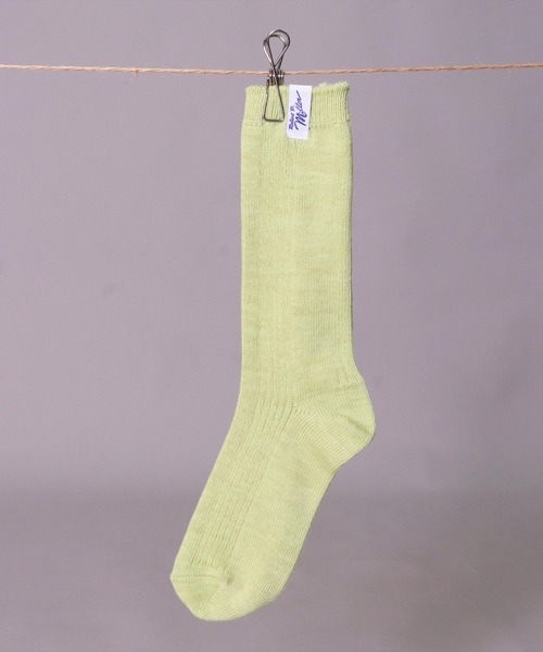 MILLER（ミラー）の「(LF)【Miller】ピスネーム付き パネルリブ クルーソックス（ソックス/靴下・レディース・オレンジ/ダークブルー/ライトイエロー/オフホワイト/ライム/チェリーピンク/エメラルドブルー・23-25cm）」の14枚目の写真