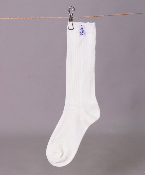 MILLER（ミラー）の「(LF)【Miller】ピスネーム付き パネルリブ クルーソックス（ソックス/靴下・レディース・オレンジ/ダークブルー/ライトイエロー/オフホワイト/ライム/チェリーピンク/エメラルドブルー・23-25cm）」の15枚目の写真