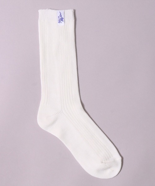 MILLER（ミラー）の「(LF)【Miller】ピスネーム付き パネルリブ クルーソックス（ソックス/靴下・レディース・オレンジ/ダークブルー/ライトイエロー/オフホワイト/ライム/チェリーピンク/エメラルドブルー・23-25cm）」の20枚目の写真