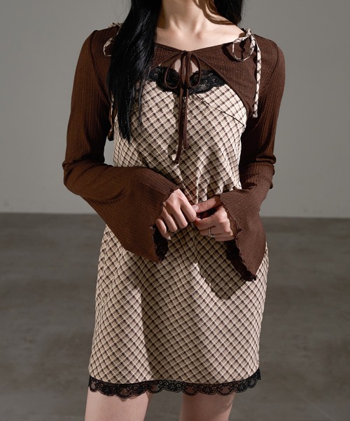 apres jour mignon(アプレジュールミニョン)の「レース付きミニワンピース【ZOZOTOWN限定アイテム】(ワンピース・レディース・ブラック系その他/ブラウン系その他/ブラック・フリー/X-LARGE)」の8枚目の写真