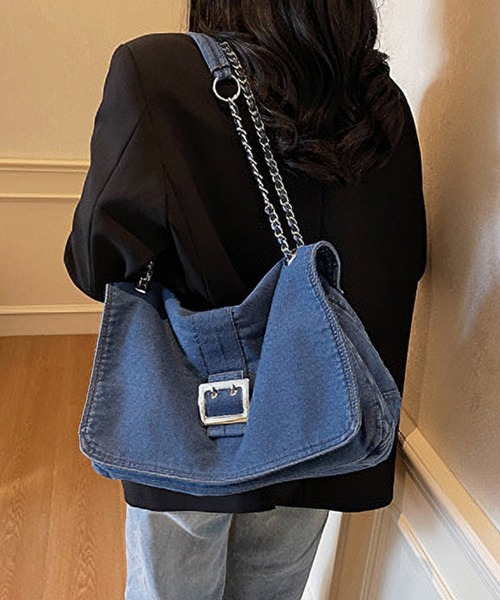 Lace Ladies(レースレディース)の「チェーン ショルダー付き スクエア デニム バッグ(ショルダーバッグ・レディース・ブラック/ブルー/ネイビー・FREE)」の6枚目の写真