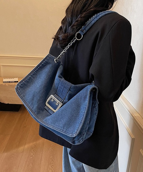 Lace Ladies(レースレディース)の「チェーン ショルダー付き スクエア デニム バッグ(ショルダーバッグ・レディース・ブラック/ブルー/ネイビー・FREE)」の7枚目の写真