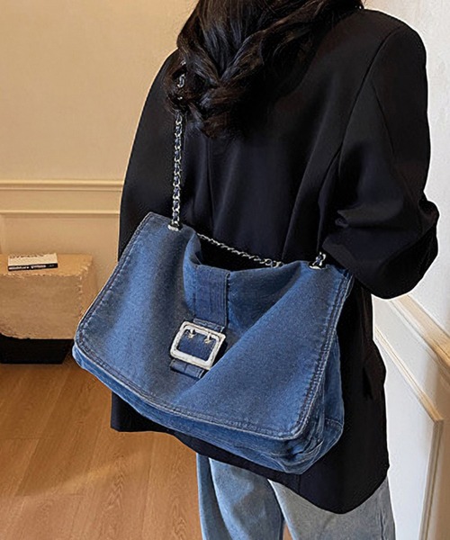 Lace Ladies(レースレディース)の「チェーン ショルダー付き スクエア デニム バッグ(ショルダーバッグ・レディース・ブラック/ブルー/ネイビー・FREE)」の8枚目の写真