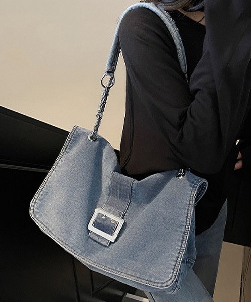 Lace Ladies(レースレディース)の「チェーン ショルダー付き スクエア デニム バッグ(ショルダーバッグ・レディース・ブラック/ブルー/ネイビー・FREE)」の9枚目の写真