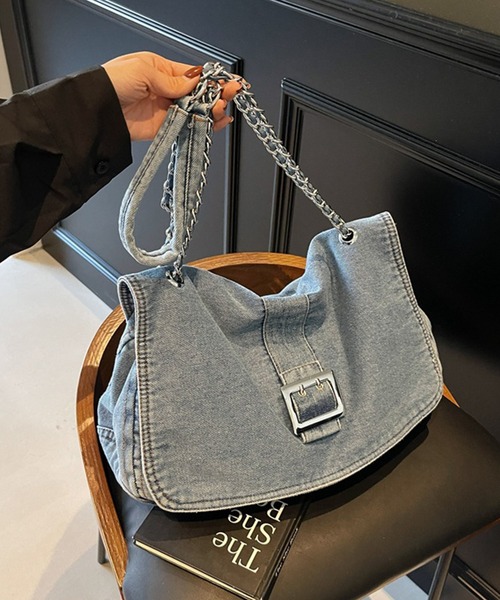 Lace Ladies(レースレディース)の「チェーン ショルダー付き スクエア デニム バッグ(ショルダーバッグ・レディース・ブラック/ブルー/ネイビー・FREE)」の13枚目の写真