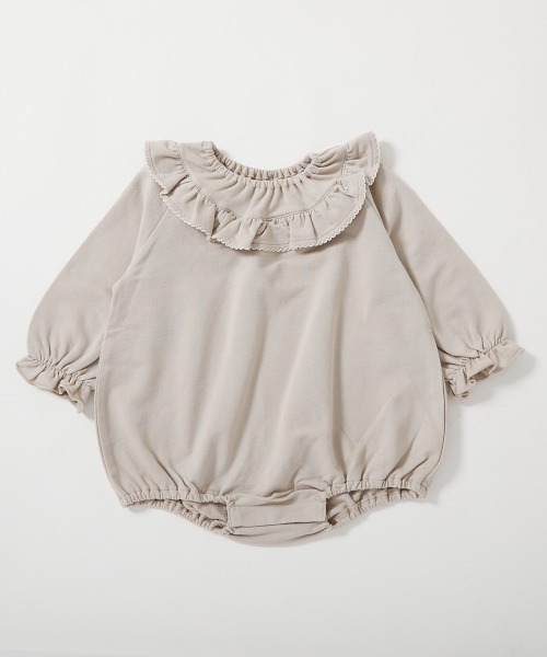 devirock（デビロック）の「綿100%  フリル スウェットロンパース（ロンパース・キッズ・ブラウン/グレイッシュベージュ/パープル系その他・80ｃｍ/70cm）」の7枚目の写真