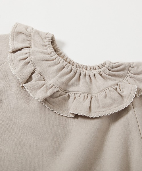 devirock（デビロック）の「綿100%  フリル スウェットロンパース（ロンパース・キッズ・ブラウン/グレイッシュベージュ/パープル系その他・80ｃｍ/70cm）」の4枚目の写真