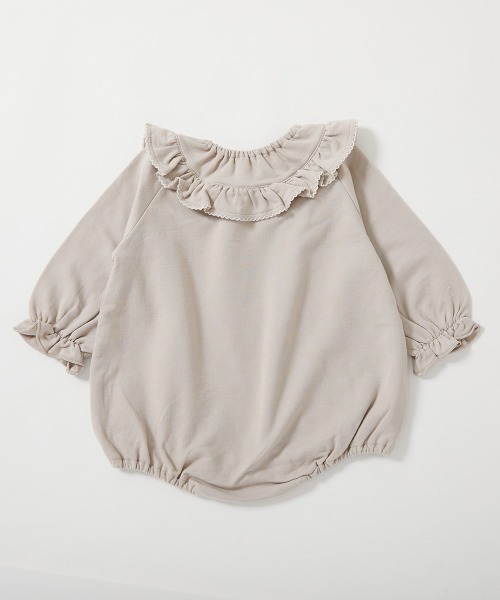 devirock（デビロック）の「綿100%  フリル スウェットロンパース（ロンパース・キッズ・ブラウン/グレイッシュベージュ/パープル系その他・80ｃｍ/70cm）」の8枚目の写真