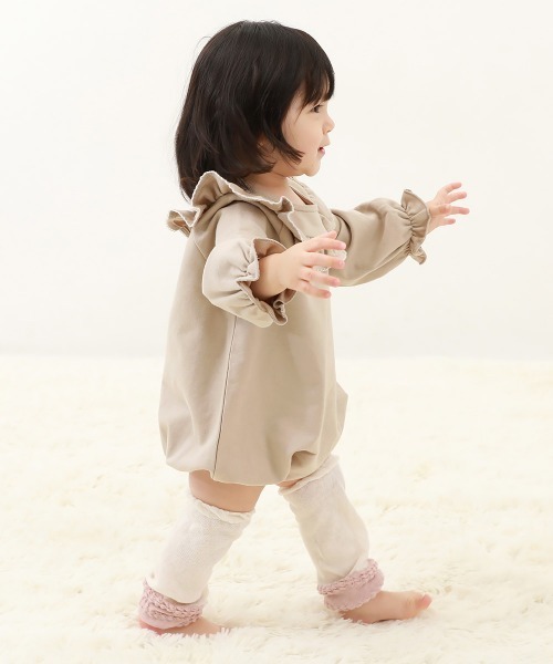devirock（デビロック）の「綿100%  フリル スウェットロンパース（ロンパース・キッズ・ブラウン/グレイッシュベージュ/パープル系その他・80ｃｍ/70cm）」の10枚目の写真