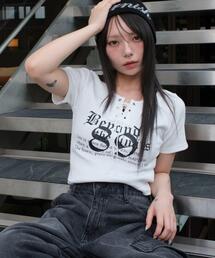 WEGO | WEGO/【25年春夏新作】グラフィックレースアップちびT(Tシャツ/カットソー)