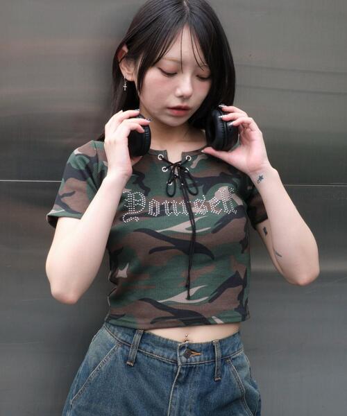 WEGO（ウィゴー）の「WEGO/グラフィックレースアップちびT（Tシャツ/カットソー・レディース・その他1/その他3/その他2/その他4・FREE）」の3枚目の写真