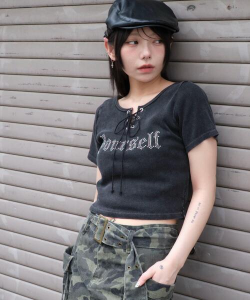 WEGO（ウィゴー）の「WEGO/グラフィックレースアップちびT（Tシャツ/カットソー・レディース・その他1/その他3/その他2/その他4・FREE）」の4枚目の写真