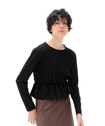 cotton shirring long sleeve pullover(コットンシャーリング長袖プルオーバー)